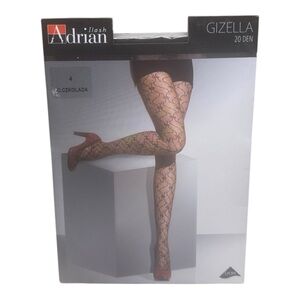 Adrian Ilash Gizella Textured Design Tights 20 Denier Size 4 Chocolate
